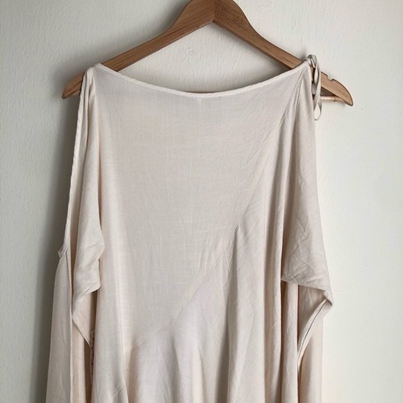 Free People size Medium Clear Skies Cold Shoulder Ivory Tunic Mini Dress - Picture 12 of 12